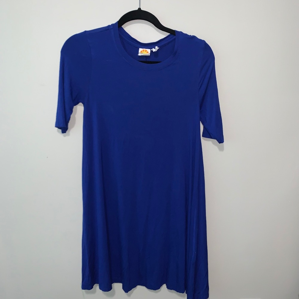 C&C California Royal Blue Swing Dress Elbow Sleeve XS
